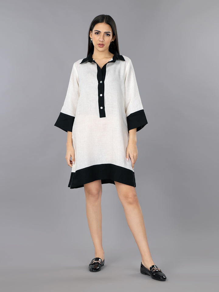 Ivory Linen Shirt Dress