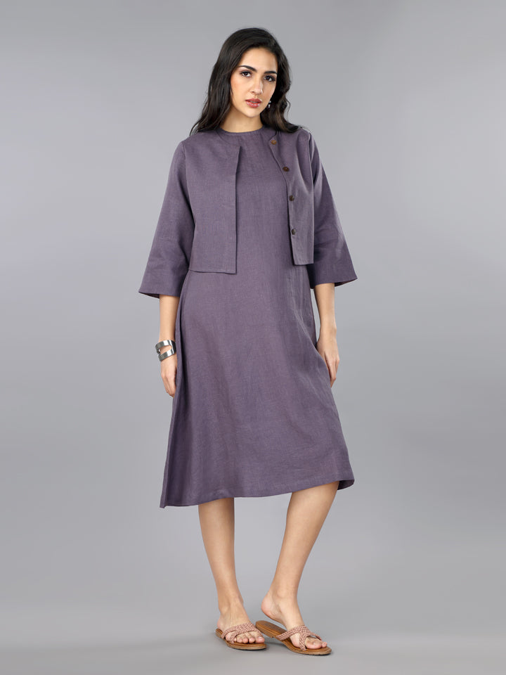 Berry Purple Linen Jacket Dress