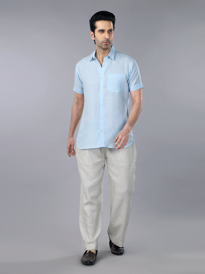 Iceberg Linen half sleeves shirt & Natural Trouser set