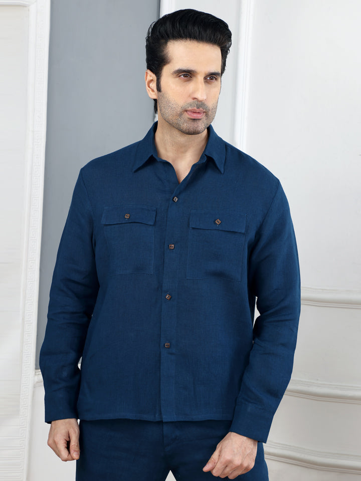 Indigo Linen Pocket Shirt