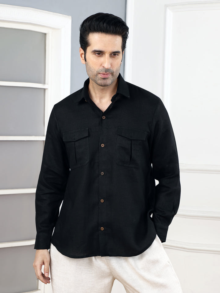 Pitch Black Linen Shirt