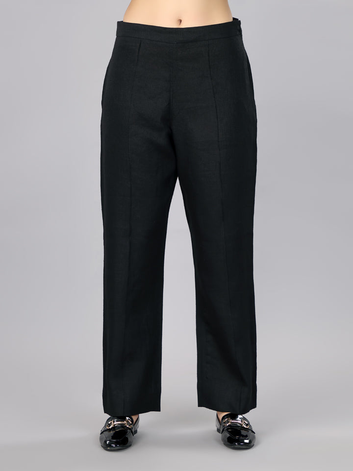 Pitch Black Linen Waist Coat Set