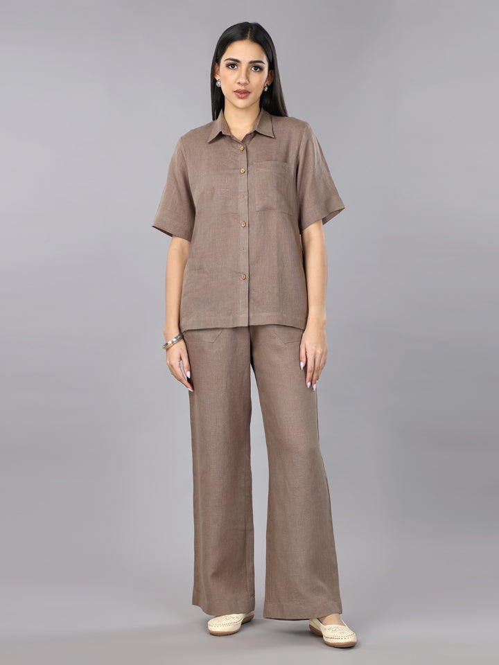 Mocha Mousse Linen Relaxed Pants