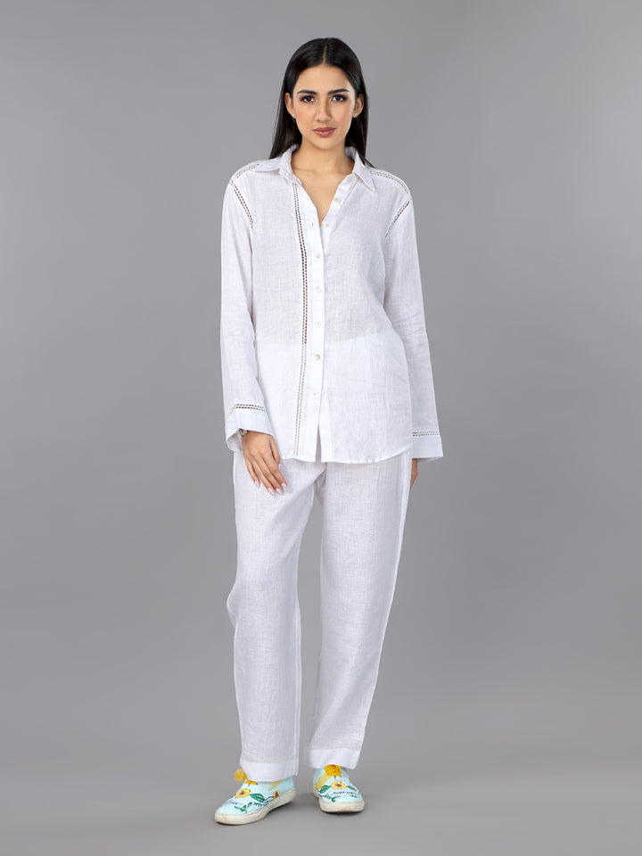 Frost White Linen Pyjama Pants