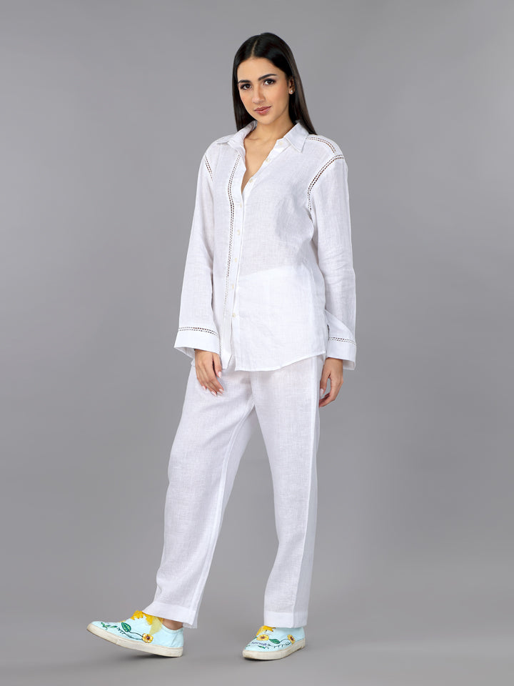Frost White Linen Pyjama Pants