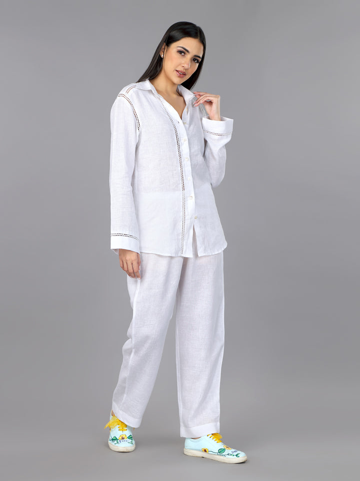 Frost White Linen Pyjama Pants