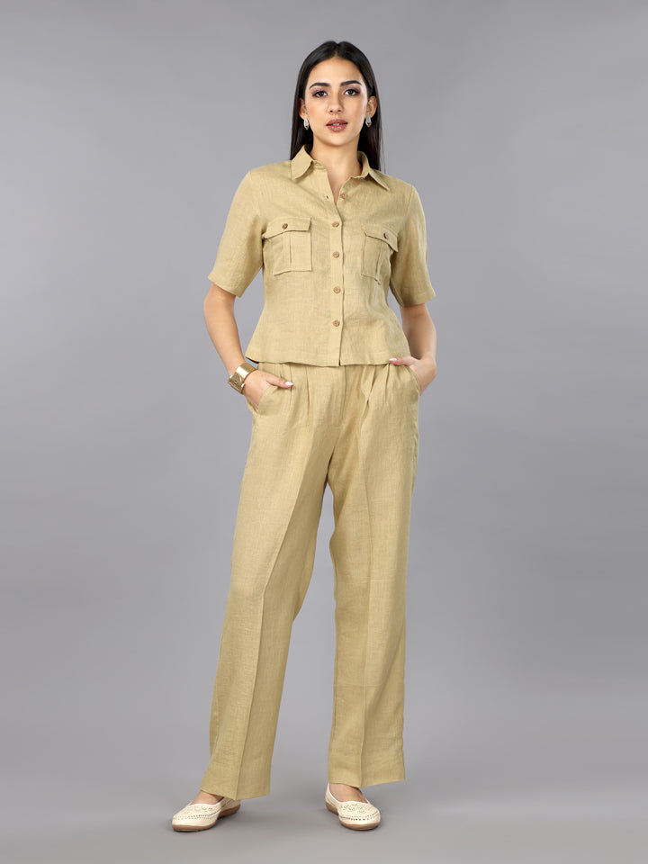 Biscoff Linen Pleated Pants