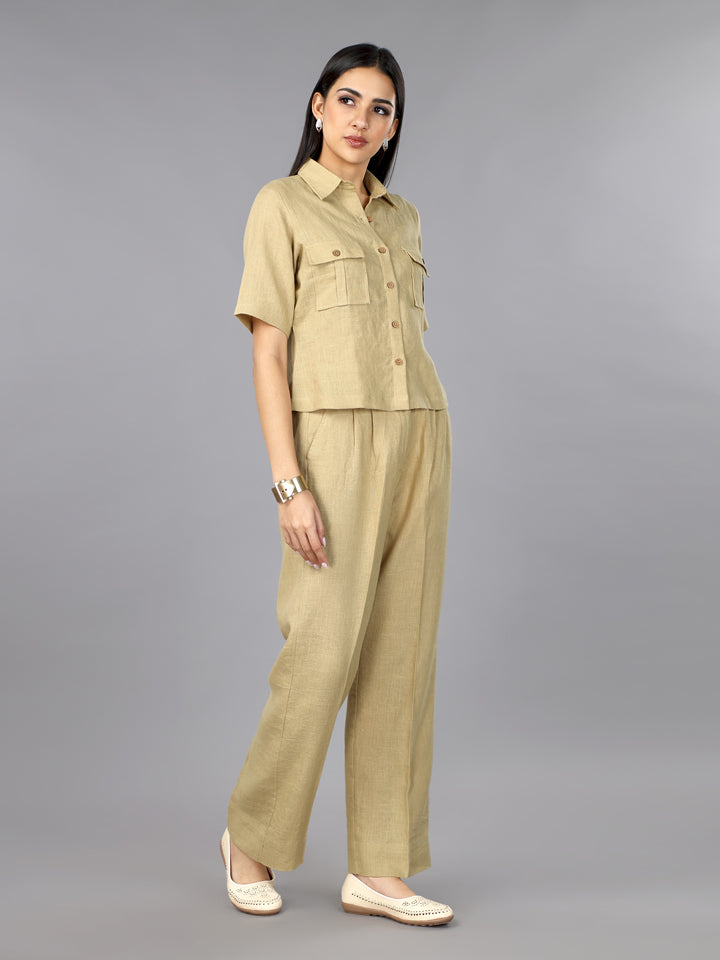 Biscoff Linen Pleated Pants