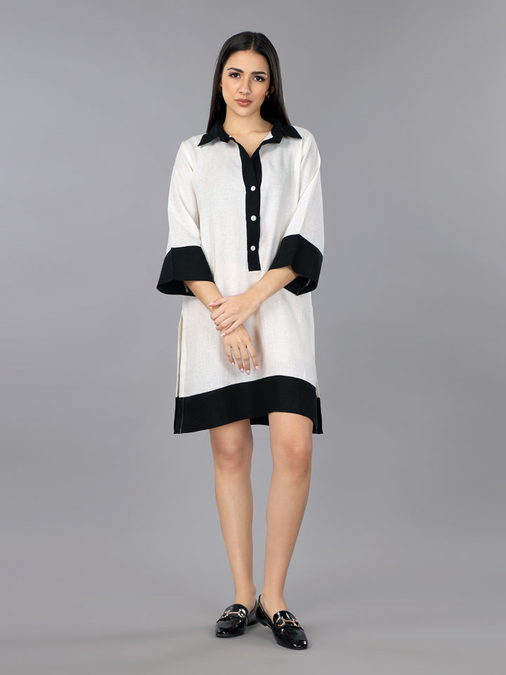 Ivory Linen Shirt Dress