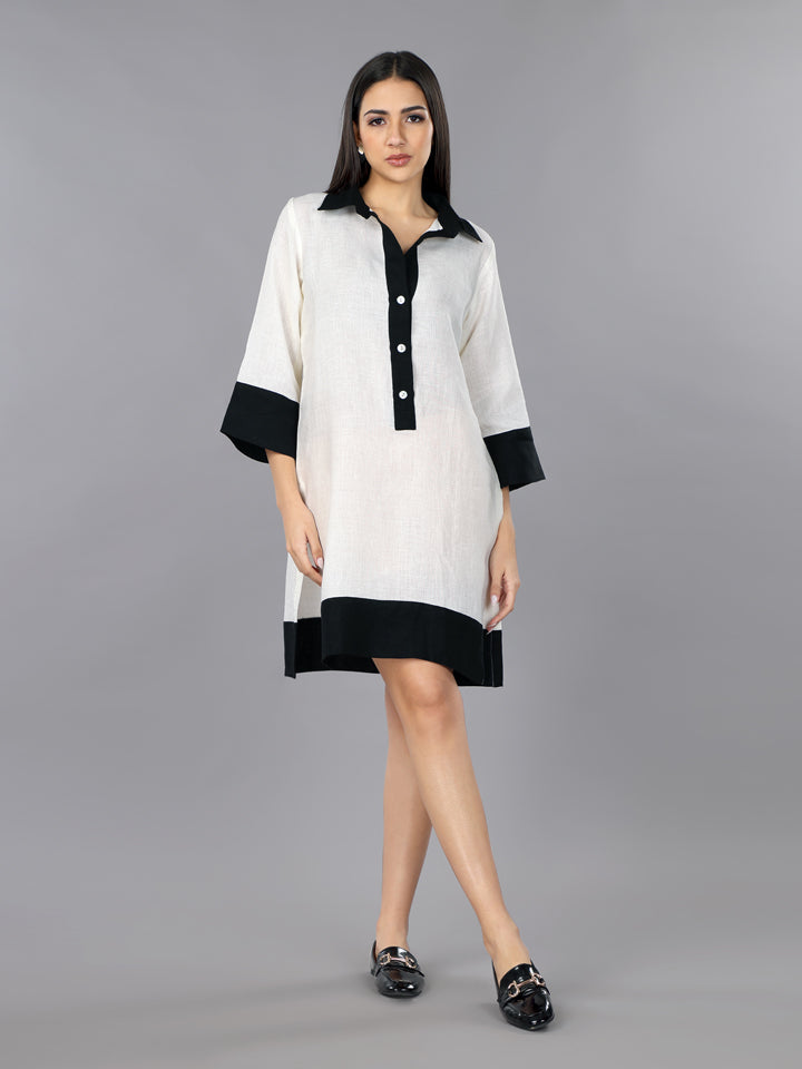 Ivory Linen Shirt Dress
