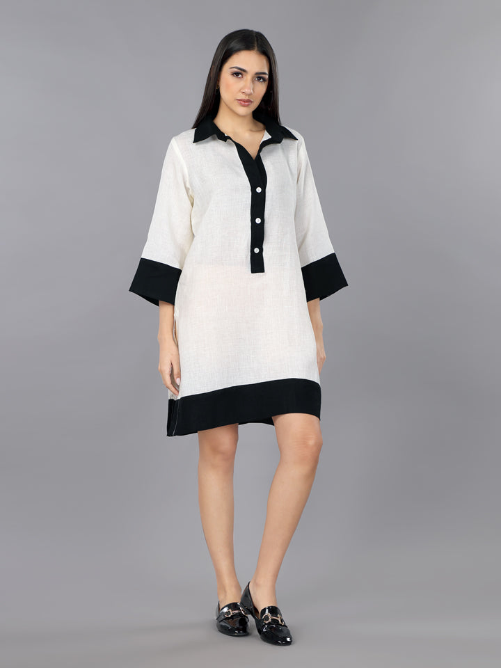 Ivory Linen Shirt Dress