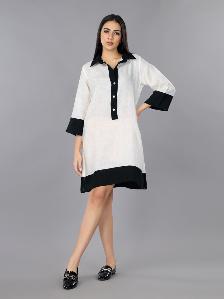 Ivory Linen Shirt Dress