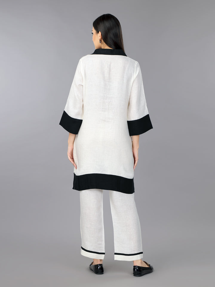 Ivory Shirt Style Kurta Set