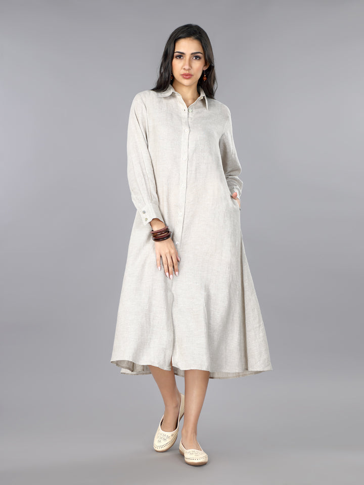 Natural Linen Shirt Dress