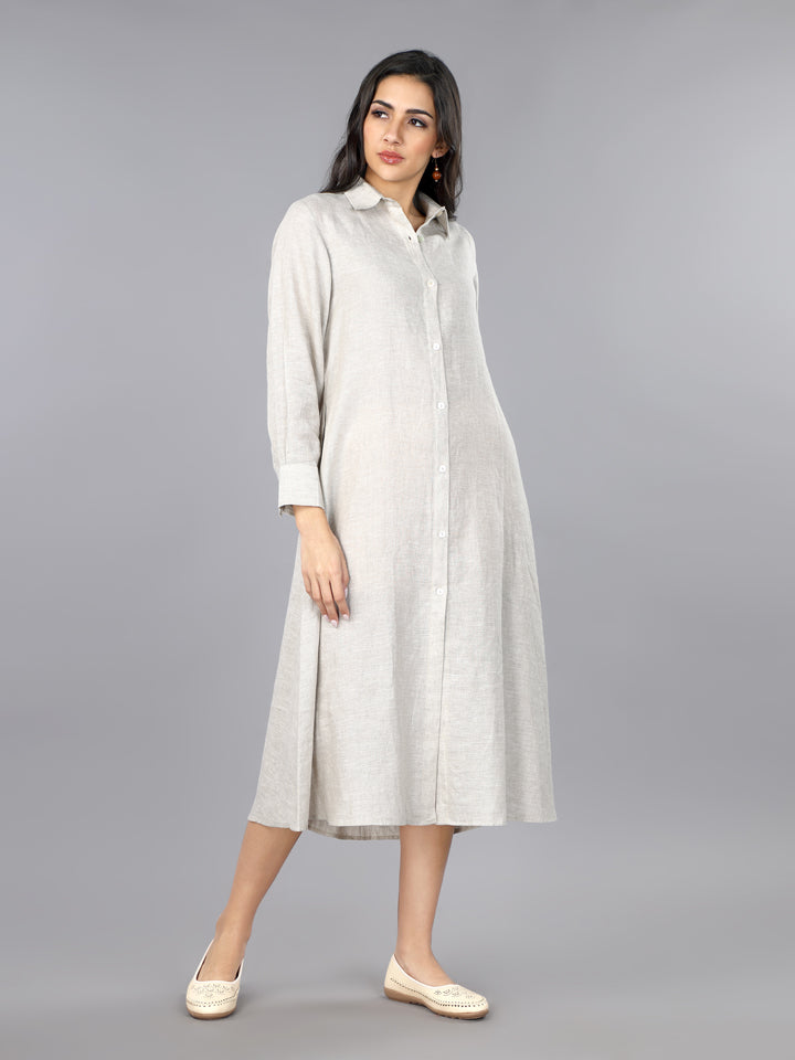 Natural Linen Shirt Dress