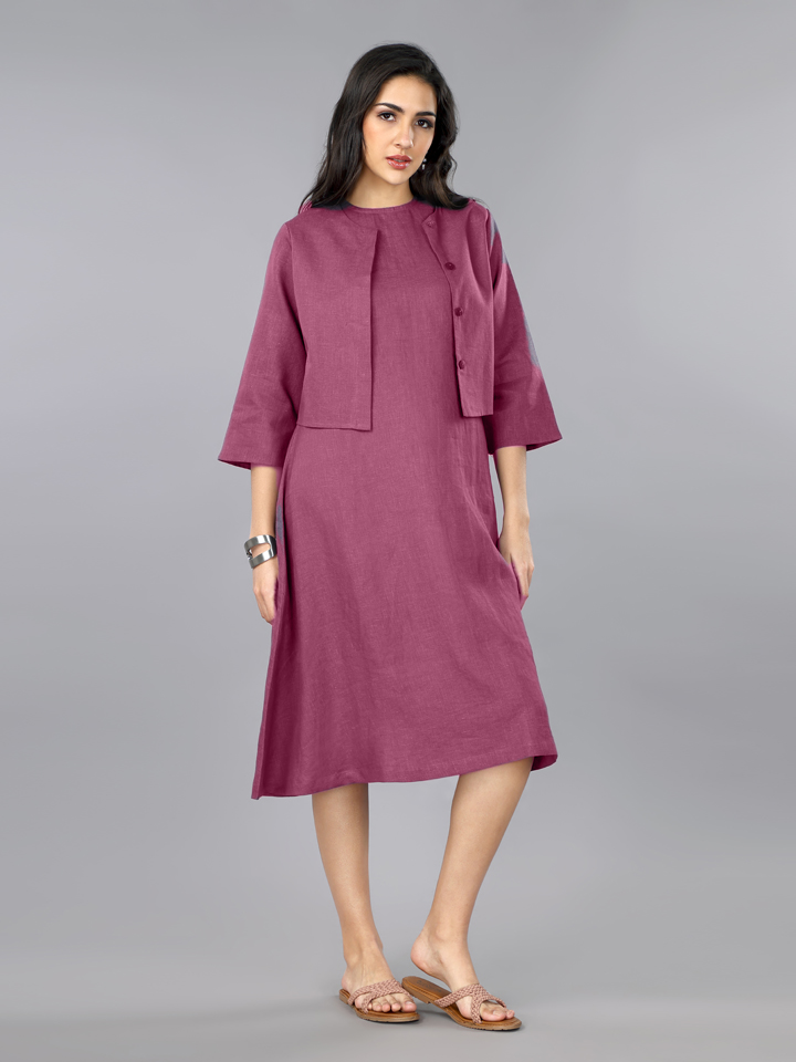 Berry Purple Linen Jacket Dress Gothilo Berry Purple Linen Jacket Dress Gothilo
