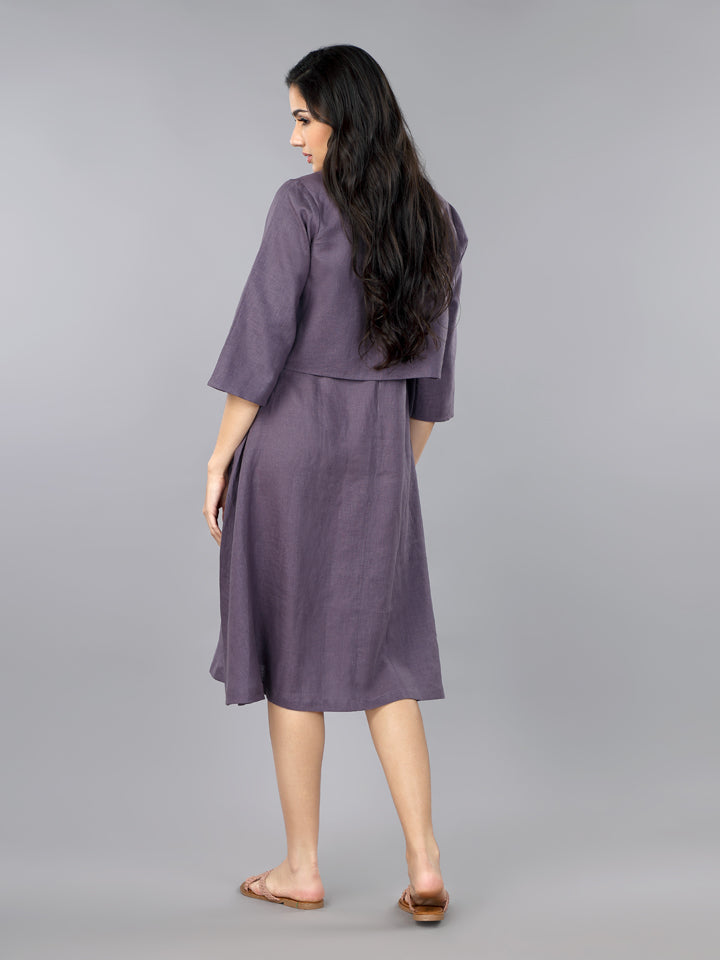 Berry Purple Linen Jacket Dress Gothilo Berry Purple Linen Jacket Dress Gothilo