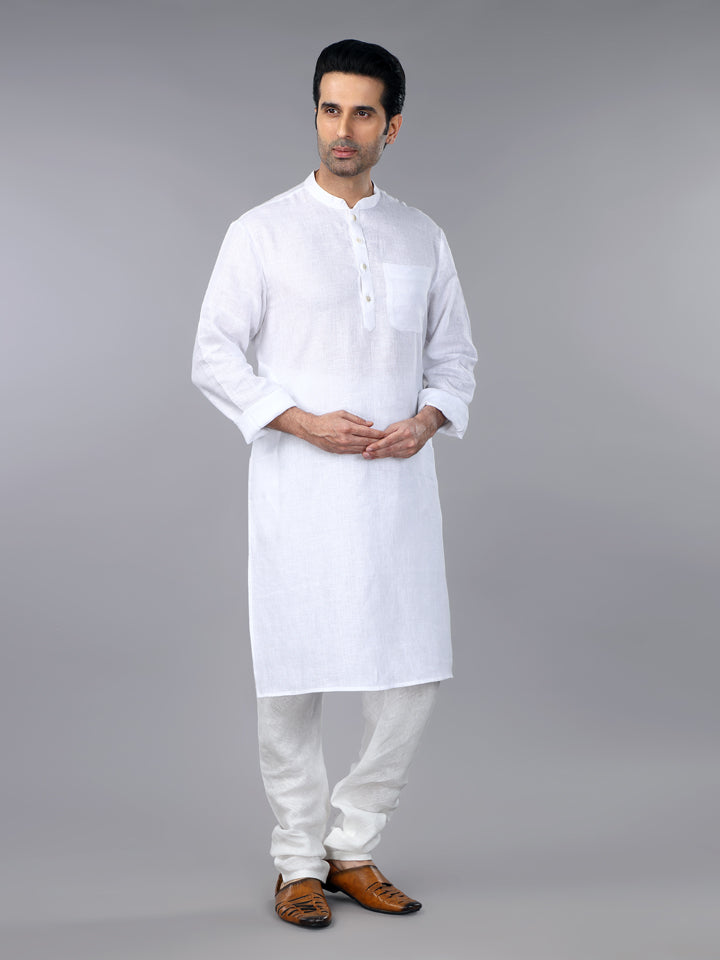 Frost White Linen Classic Kurta Set