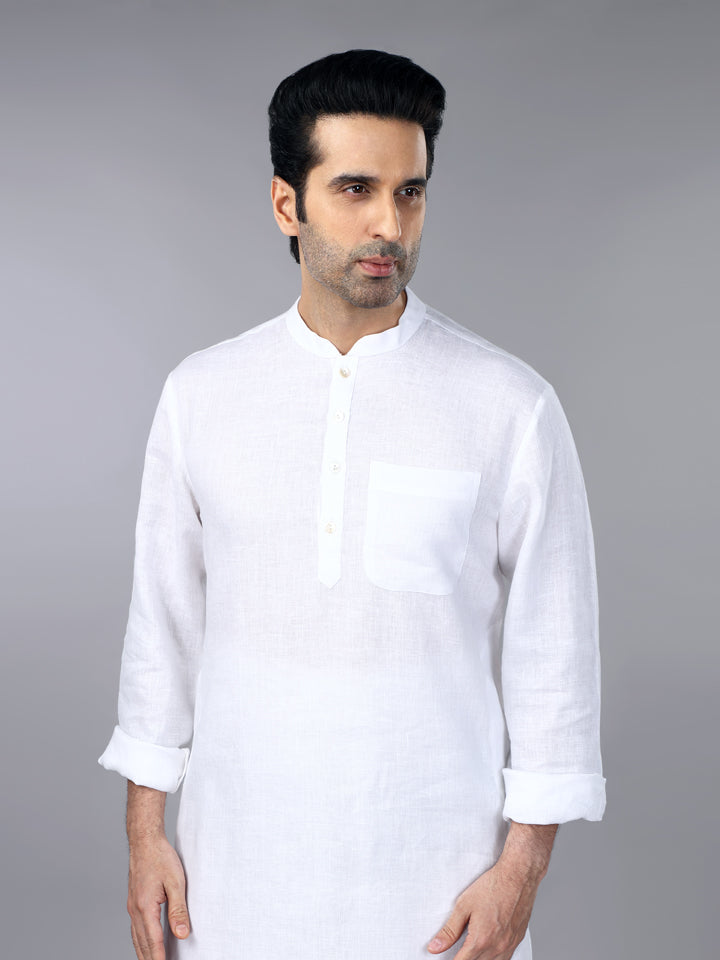 Frost White Linen Classic Kurta Set