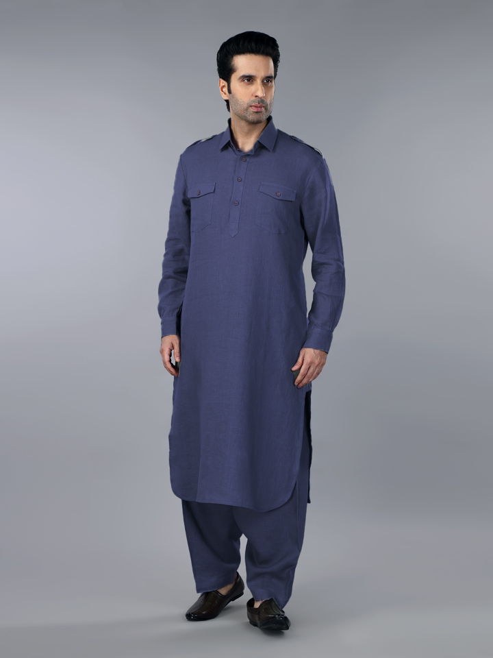 Sage Green Linen Pathani Suit