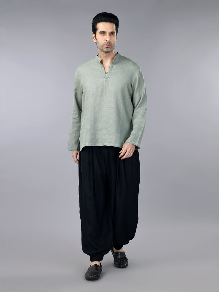 Pitch Back Linen Balloon Pleated Pants