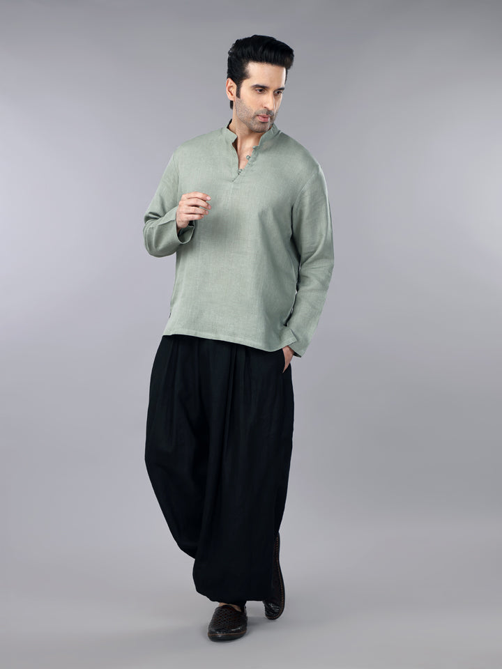 Pitch Back Linen Balloon Pleated Pants