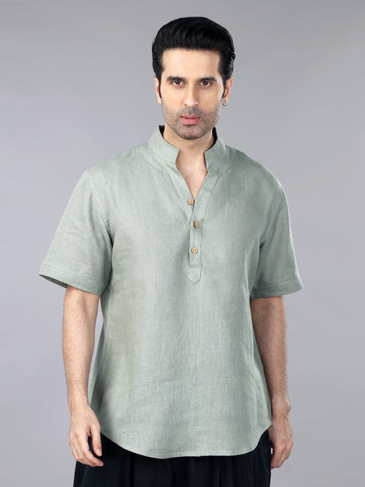 Sage Green Linen Casual Shirt & Balloon Pant Set