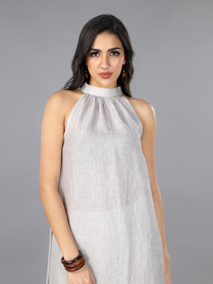 Natural Linen Flared Kurta & Palazzo Set