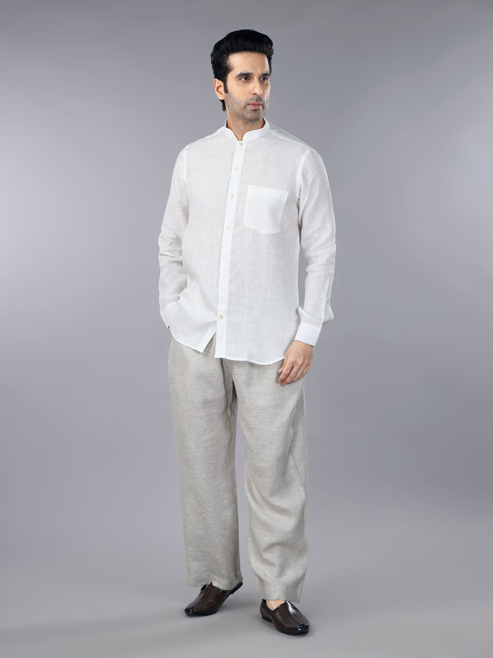Ivory Linen shirt & Natural Trouser set
