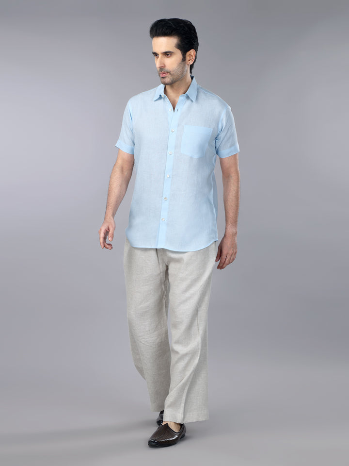 Iceberg Linen half sleeves shirt & Natural Trouser set