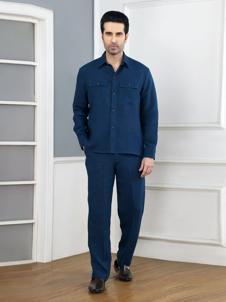 Indigo Linen Shirt & Trouser Set