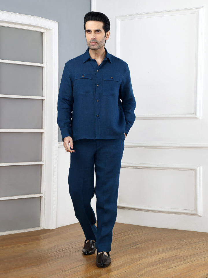 Indigo Linen Pocket Shirt