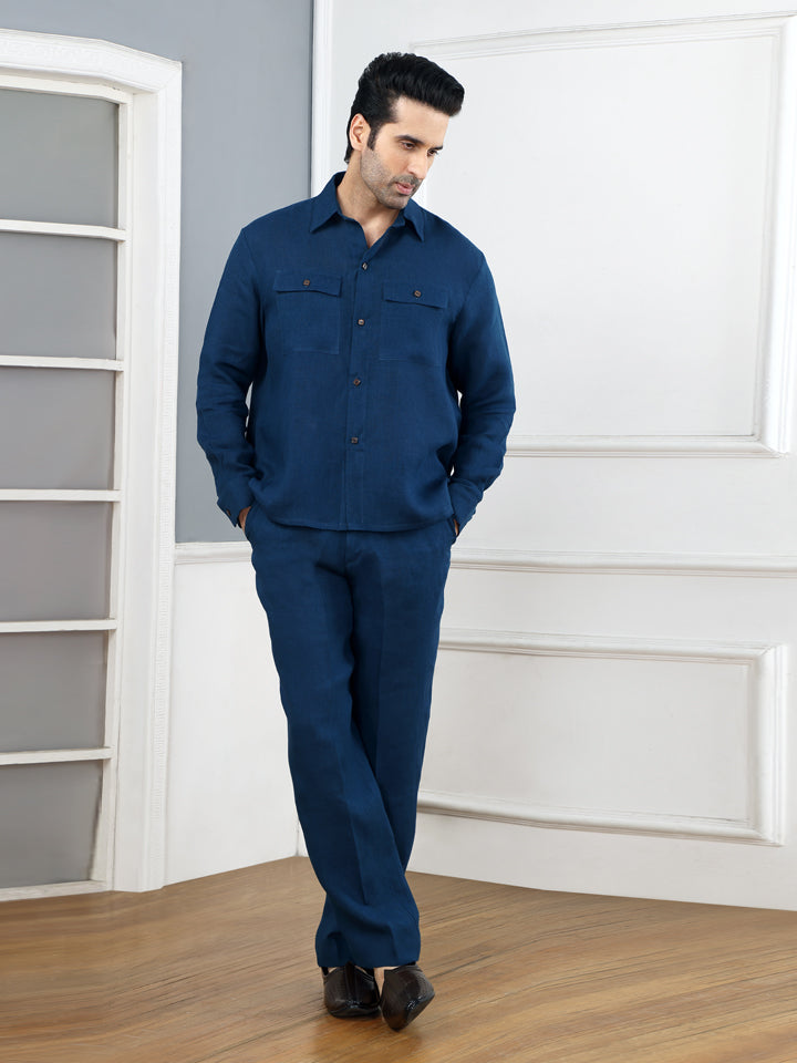 Indigo Linen Shirt & Trouser Set