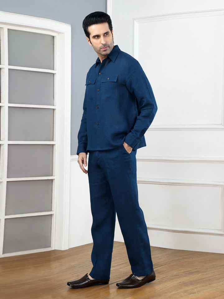Indigo Linen Shirt & Trouser Set