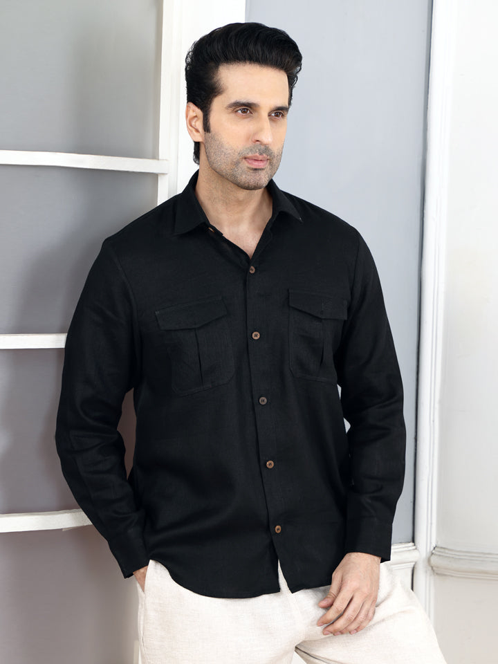 Pitch Black Linen Shirt