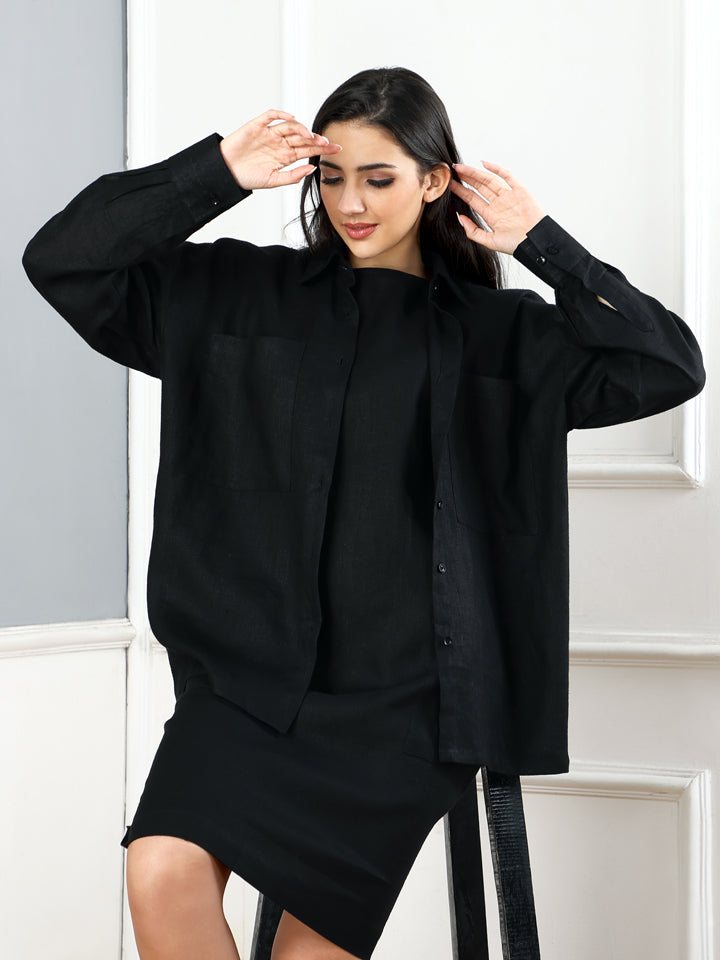 Pitch Back Linen Oversized Shirt