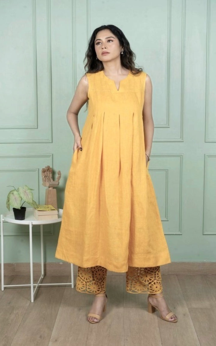 Sunflower Linen Kurta Set