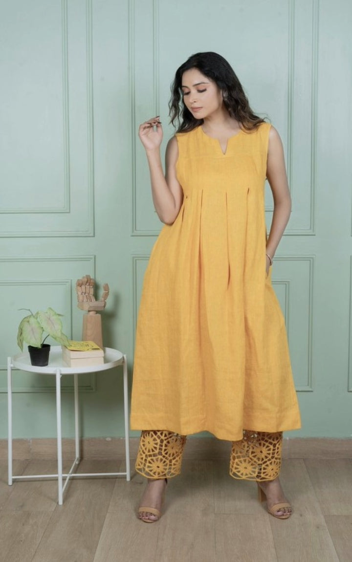 Sunflower Linen Kurta Set