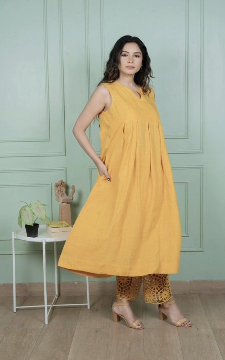 Sunflower Linen Kurta Set