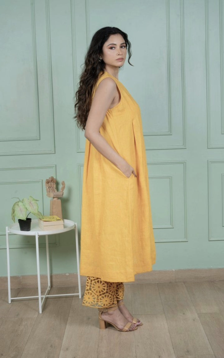 Sunflower Linen Kurta Set