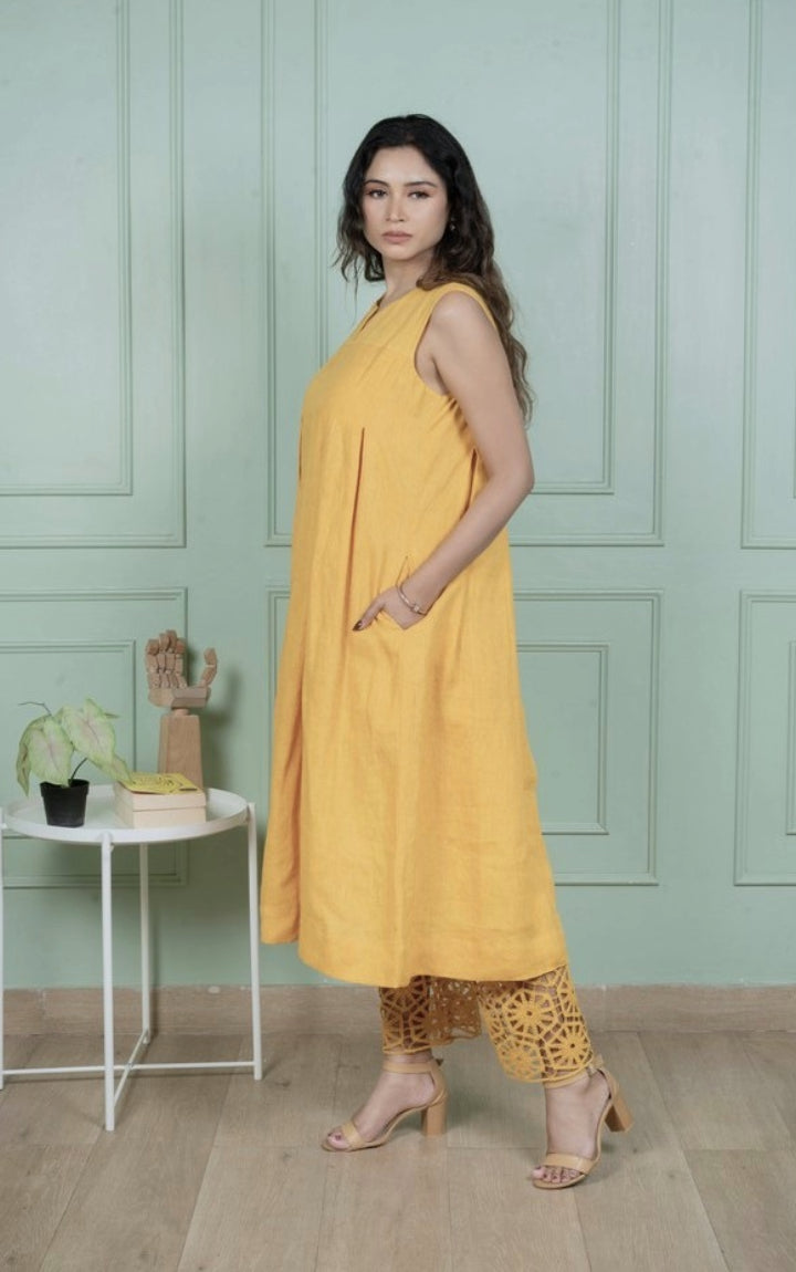 Sunflower Linen Kurta Set