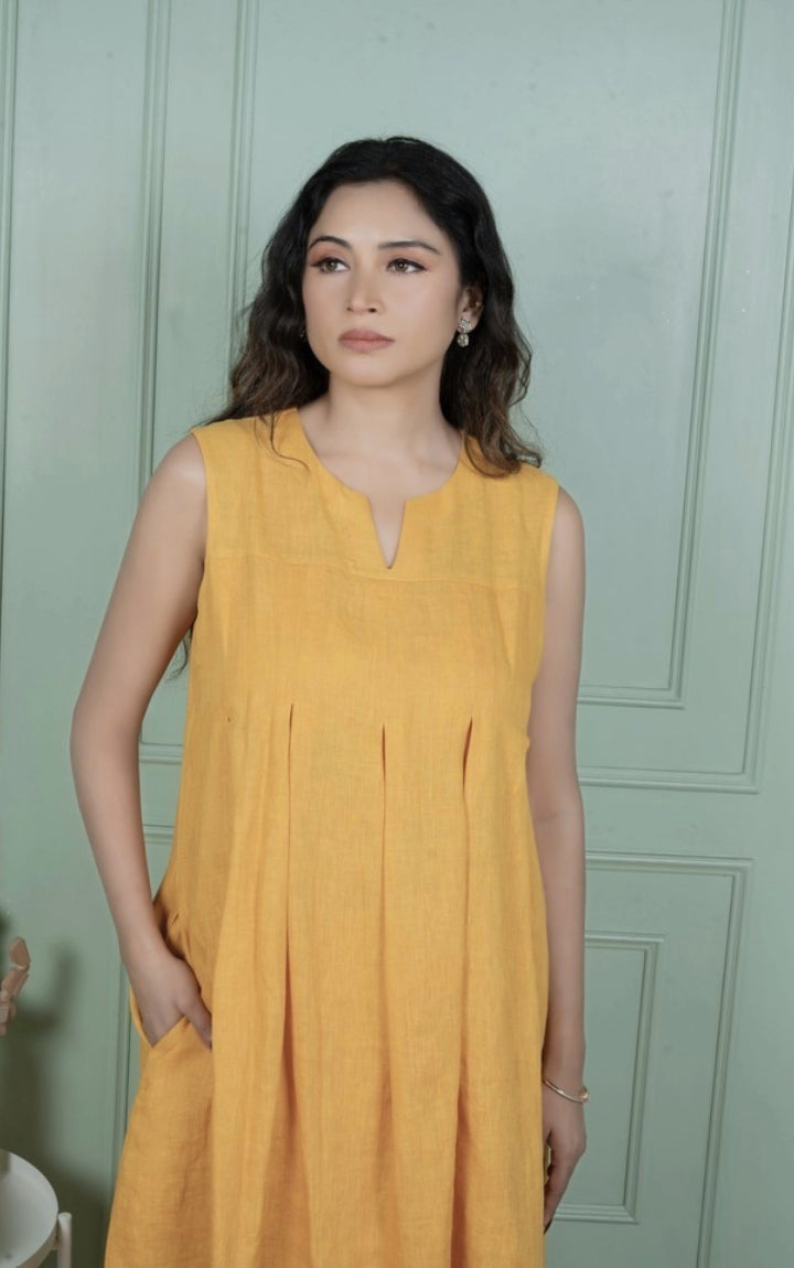 Sunflower Linen Kurta Set