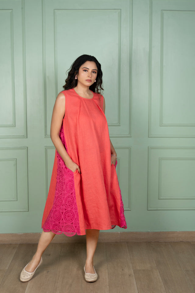 Salsa & Pink Linen Dress