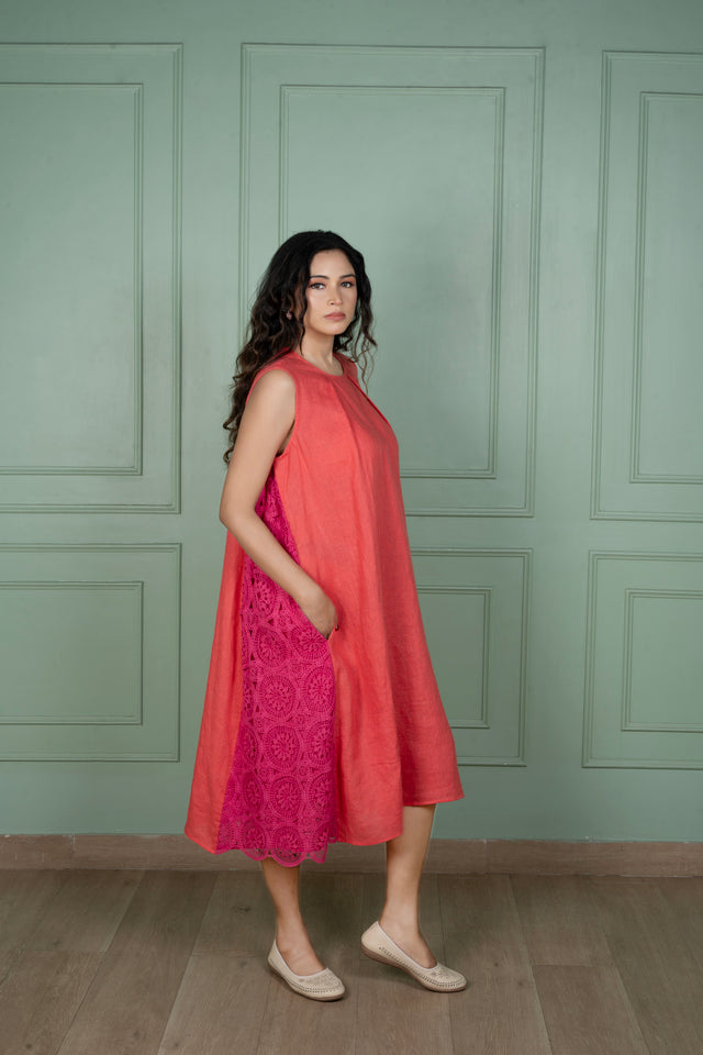 Salsa & Pink Linen Dress