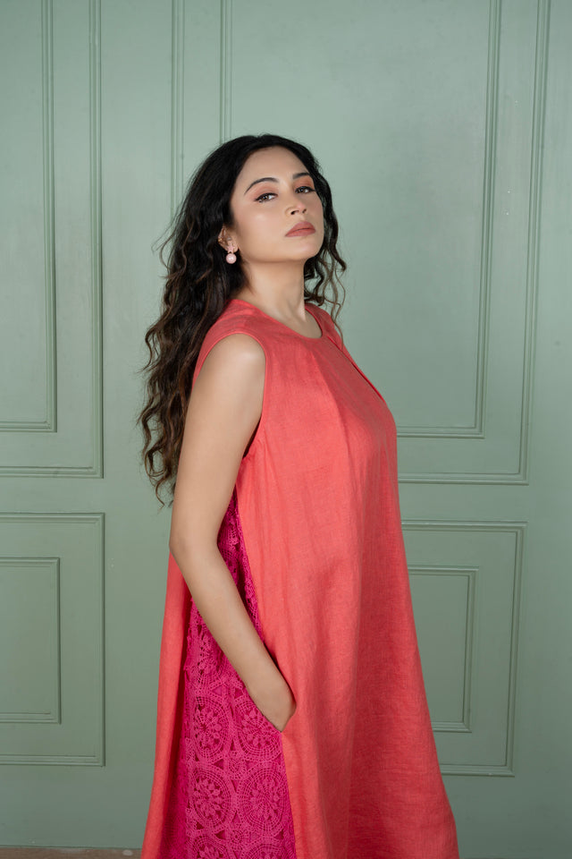 Salsa & Pink Linen Dress