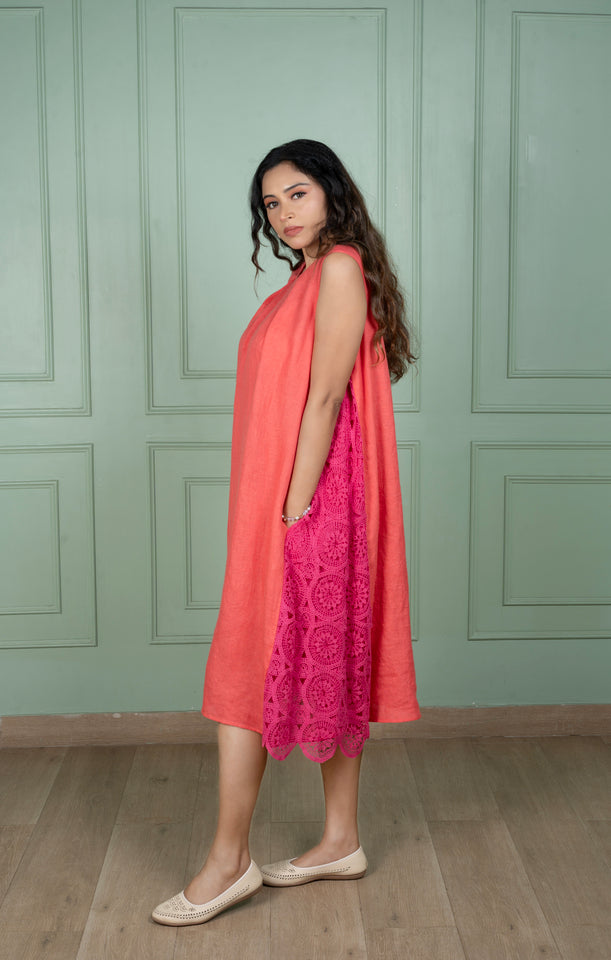 Salsa & Pink Linen Dress