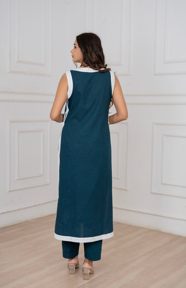 Indigo Linen Kurta Set