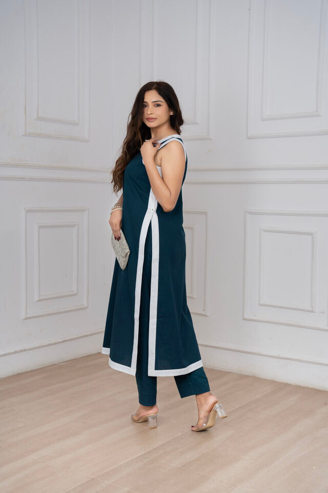 Indigo Linen Kurta Set