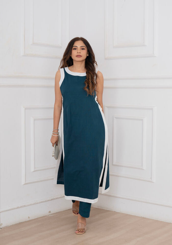 Indigo Linen Kurta Set