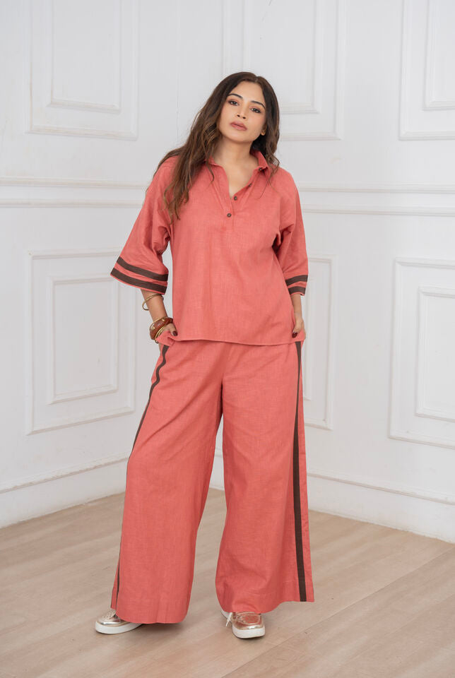 Woodrose Brown Linen Coord Set